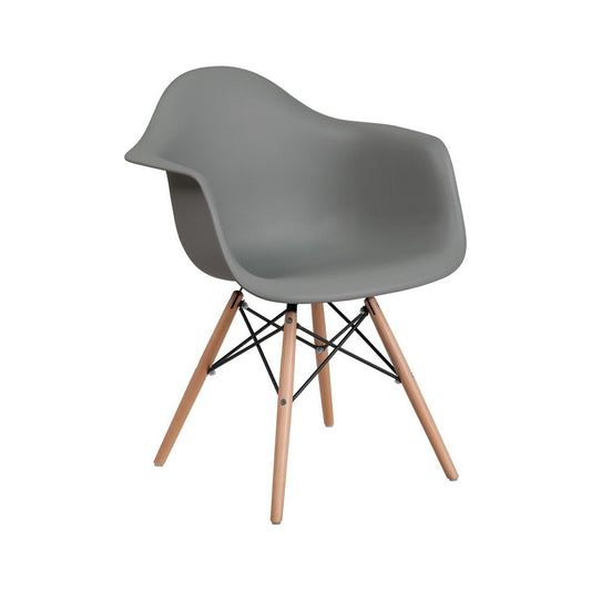 Alonza Series Moss Gray Plastic Chair with Wooden Legs