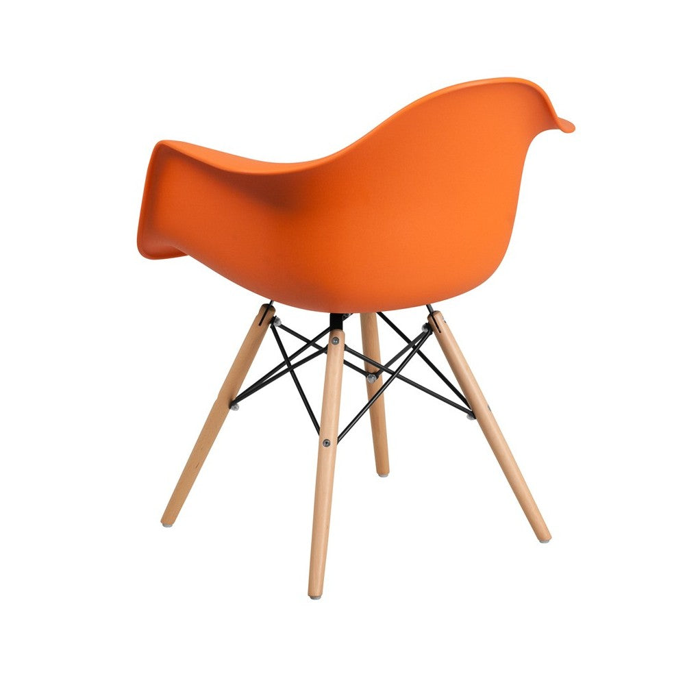 Alonza Series Orange Plastic Chair with Wooden Legs