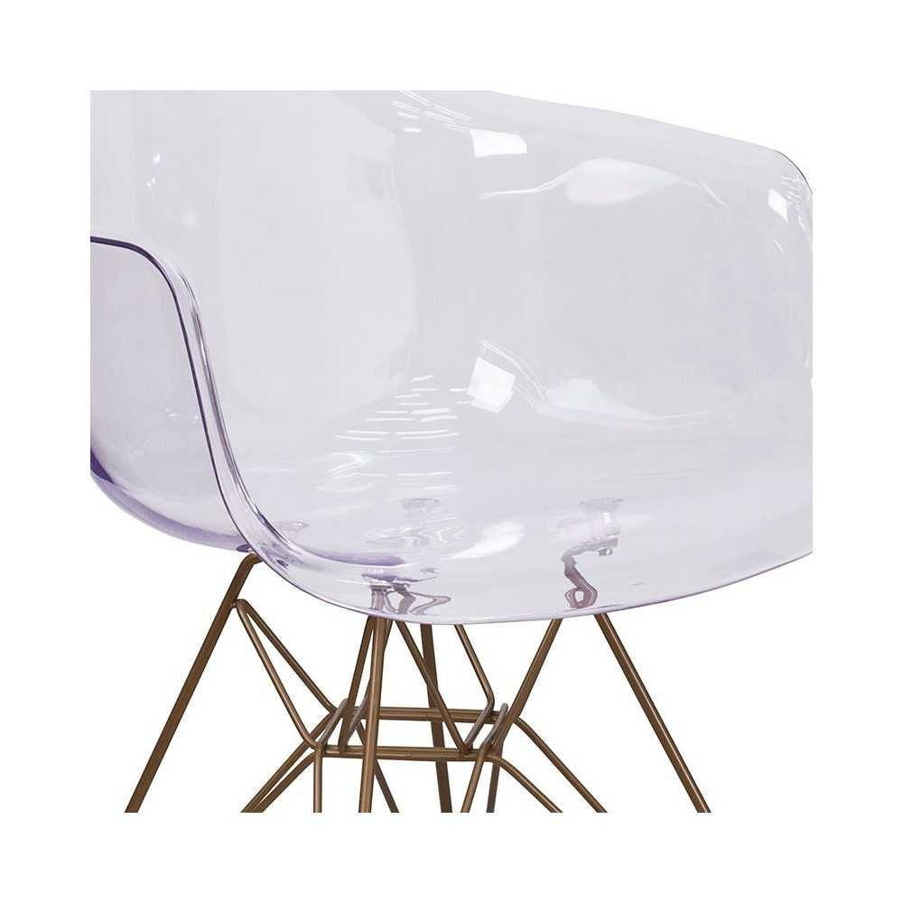 Alonza Series Transparent Side Chair with Gold Base