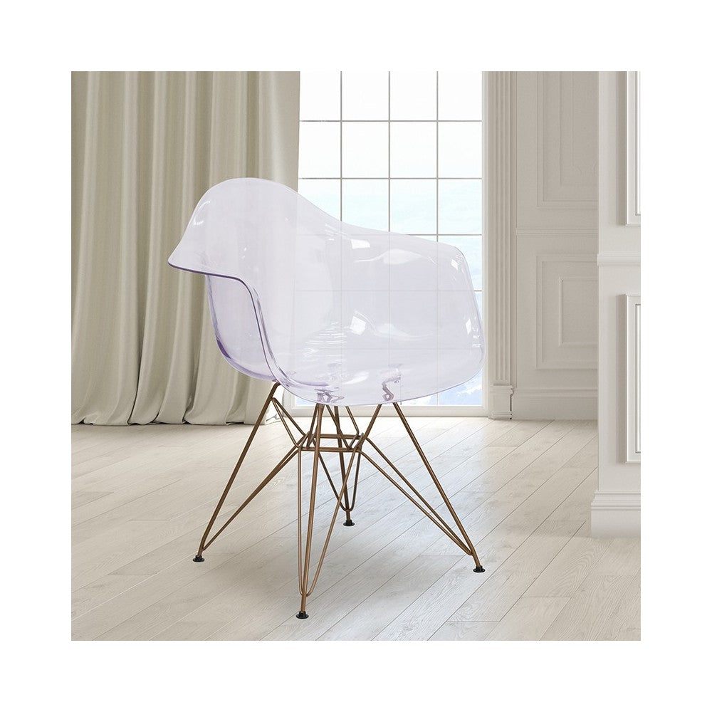 Alonza Series Transparent Side Chair with Gold Base