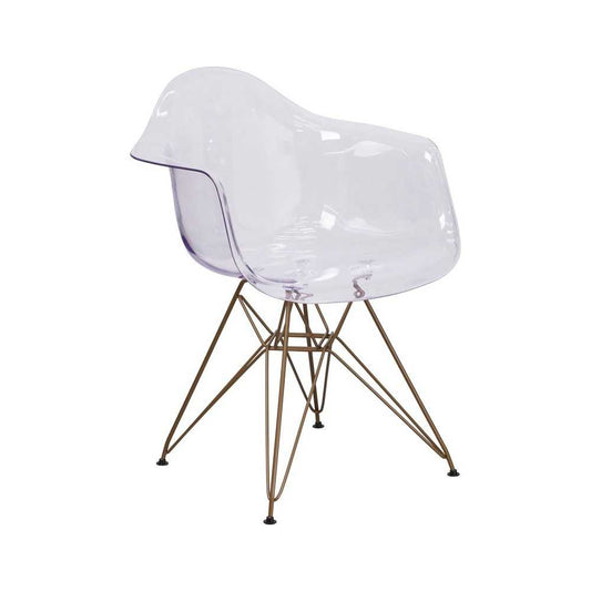 Alonza Series Transparent Side Chair with Gold Base