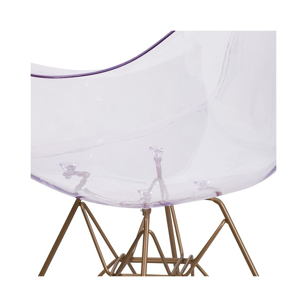 Alonza Series Transparent Side Chair with Gold Base