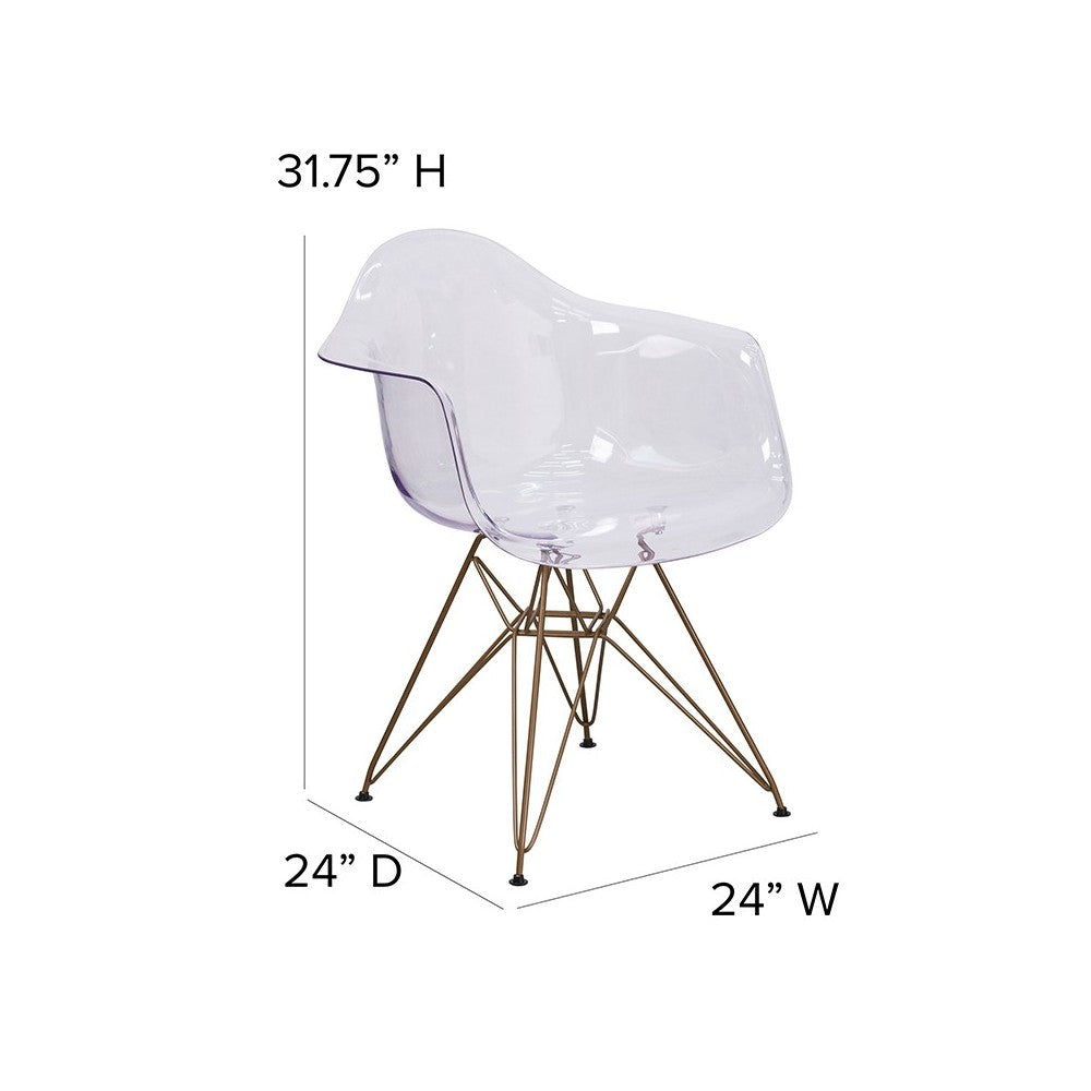 Alonza Series Transparent Side Chair with Gold Base