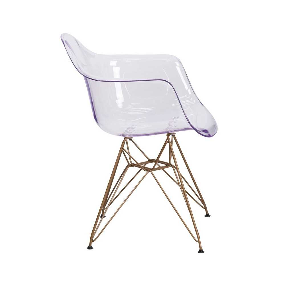 Alonza Series Transparent Side Chair with Gold Base