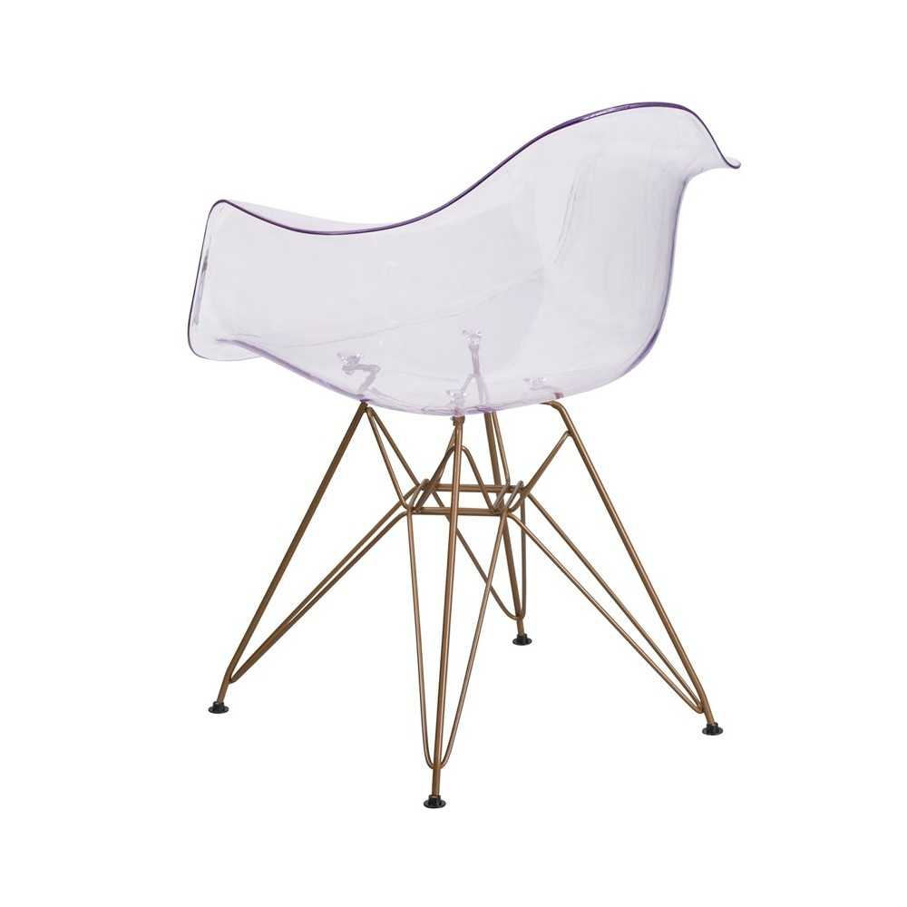 Alonza Series Transparent Side Chair with Gold Base