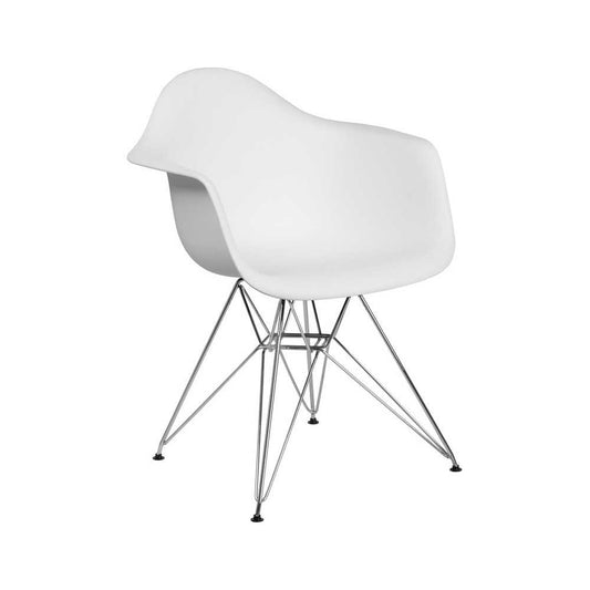 Alonza Series White Plastic Chair with Chrome Base