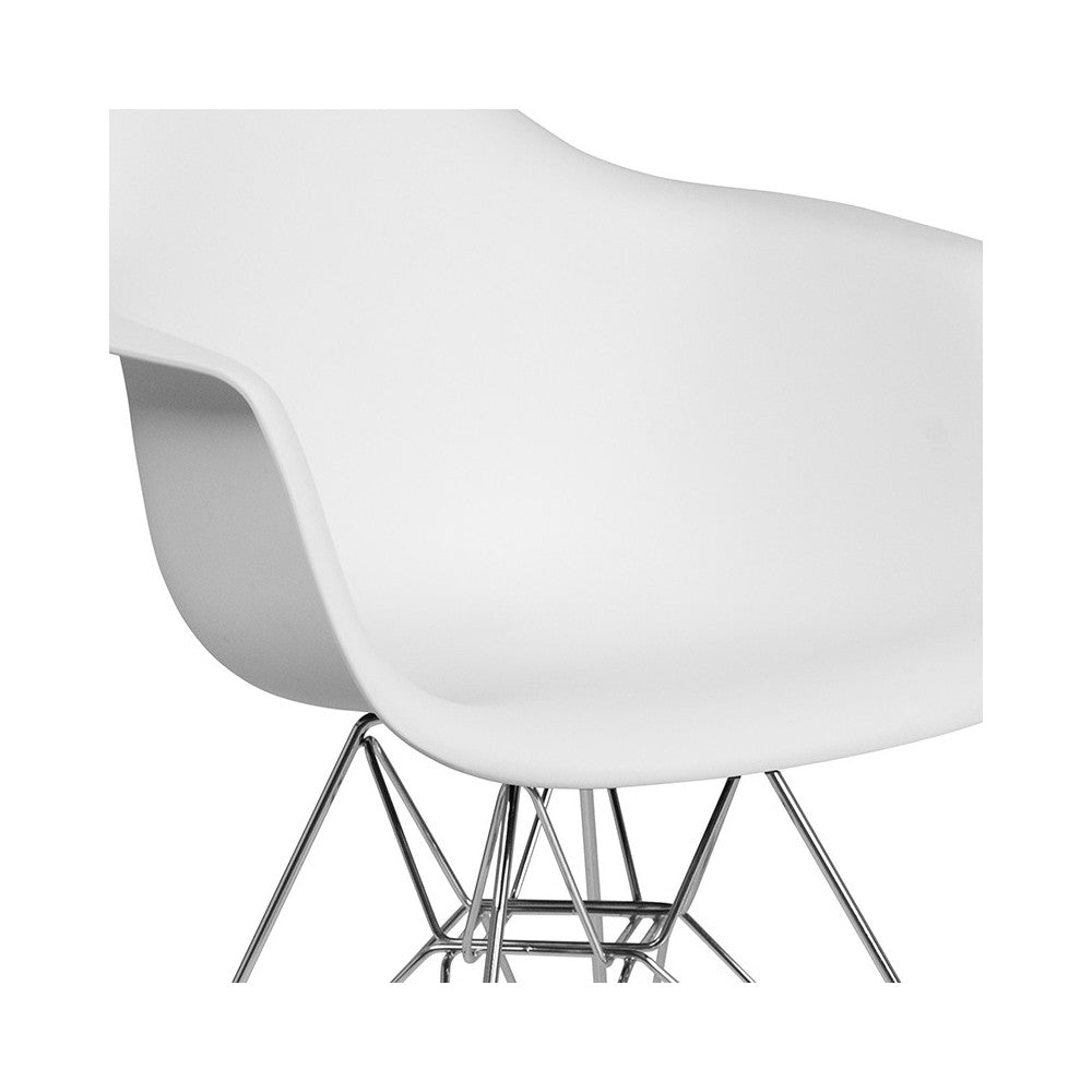 Alonza Series White Plastic Chair with Chrome Base