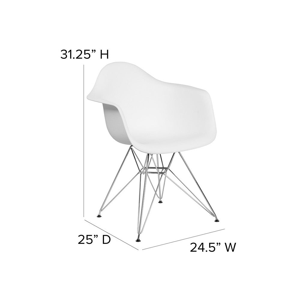Alonza Series White Plastic Chair with Chrome Base