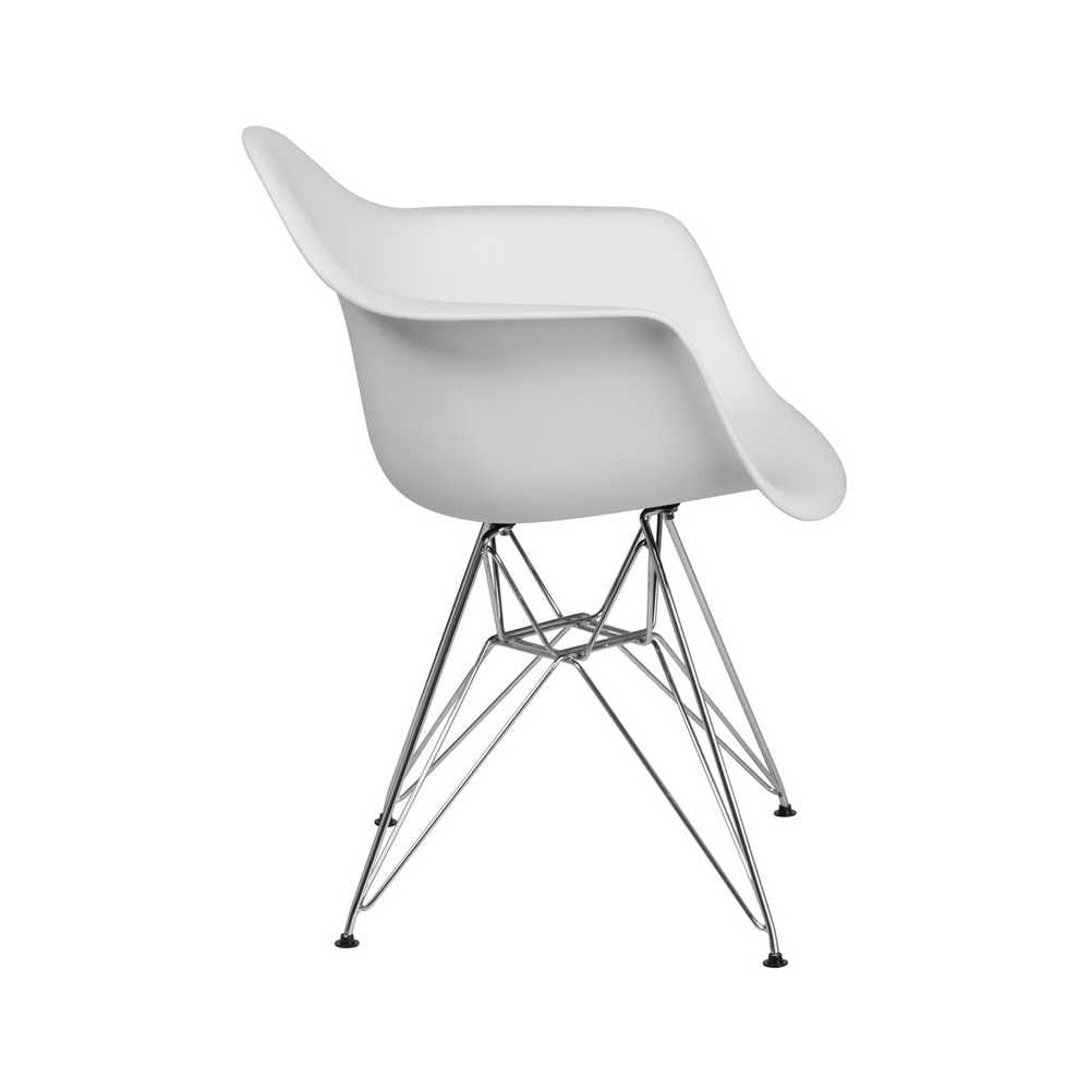 Alonza Series White Plastic Chair with Chrome Base