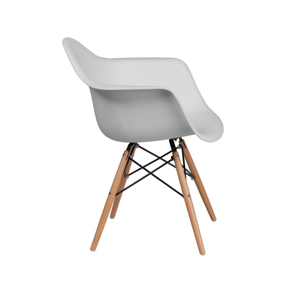 Alonza Series White Plastic Chair with Wooden Legs