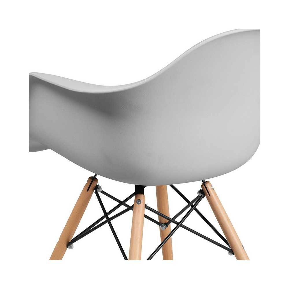 Alonza Series White Plastic Chair with Wooden Legs