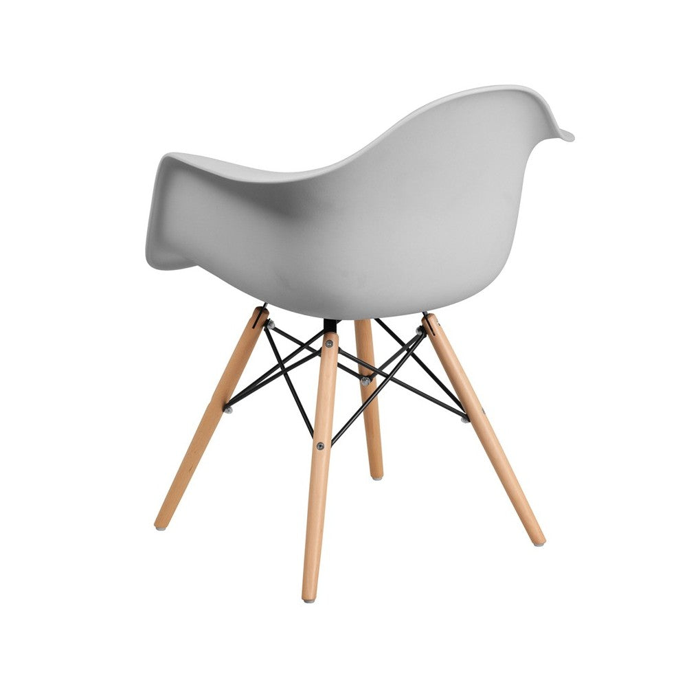 Alonza Series White Plastic Chair with Wooden Legs
