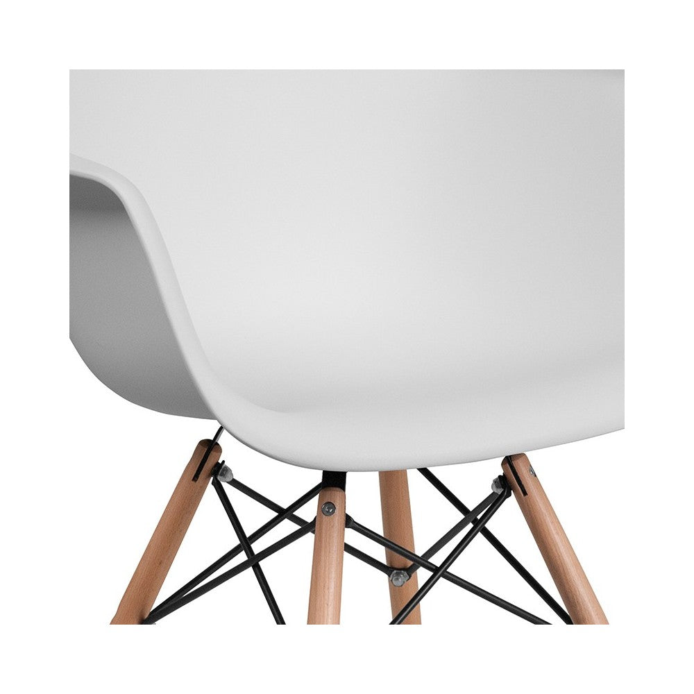 Alonza Series White Plastic Chair with Wooden Legs