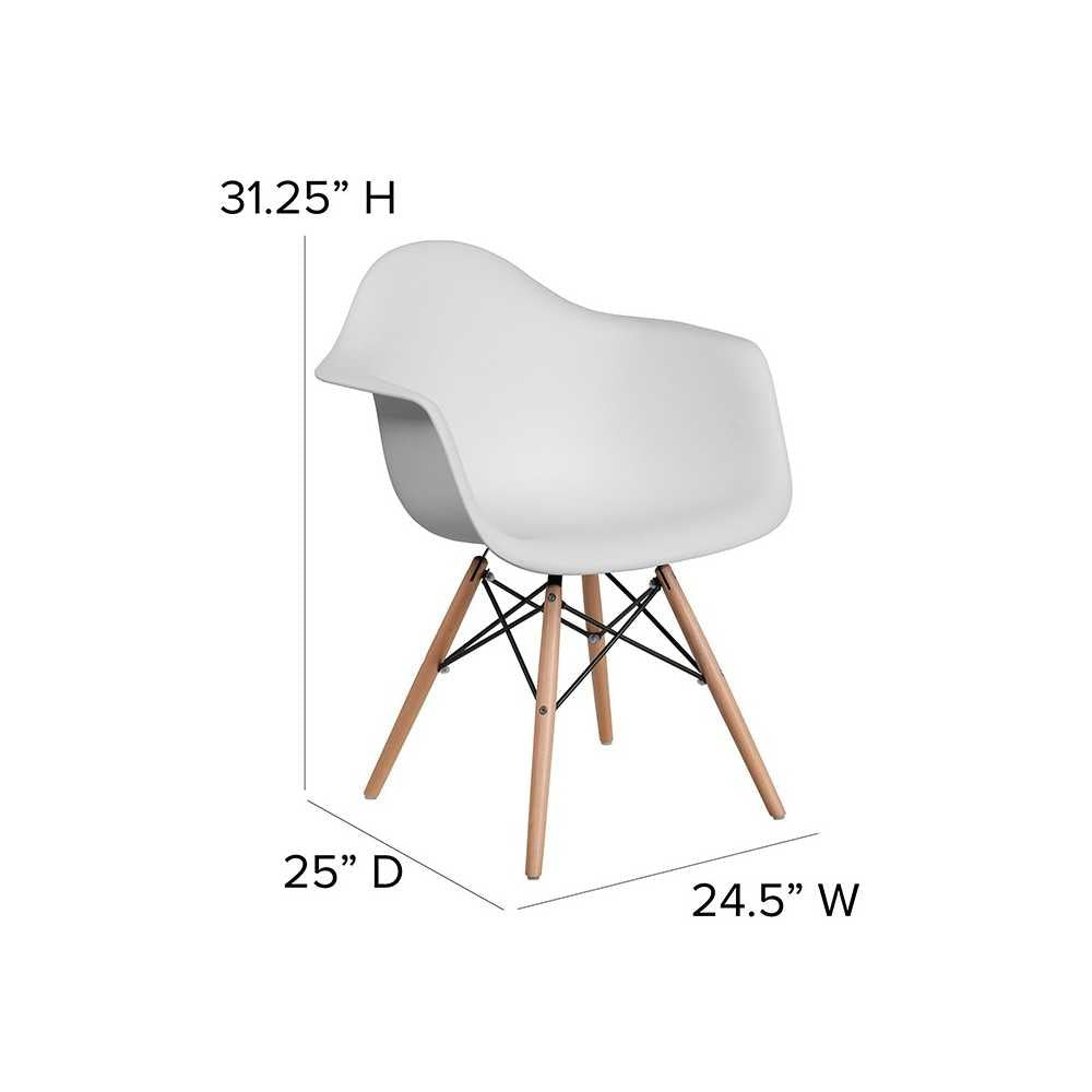 Alonza Series White Plastic Chair with Wooden Legs