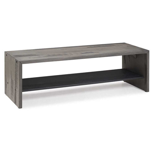 Alpine 58" Rustic Two-Tone Solid Wood Entry Bench - Gray