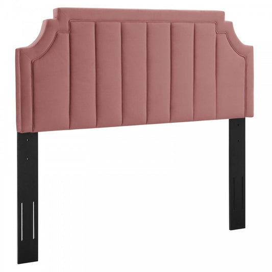 Alyona Channel Tufted Performance Velvet Full/Queen Headboard, Dusty Rose