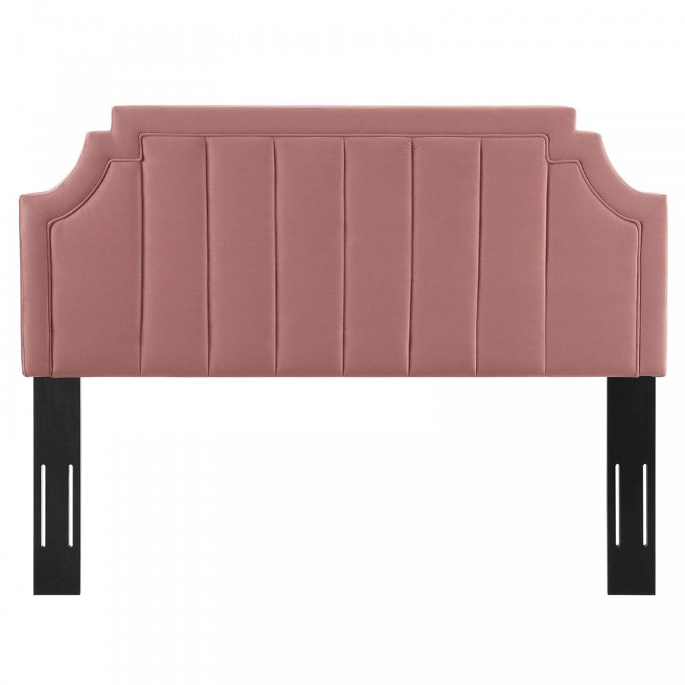 Alyona Channel Tufted Performance Velvet Full/Queen Headboard, Dusty Rose