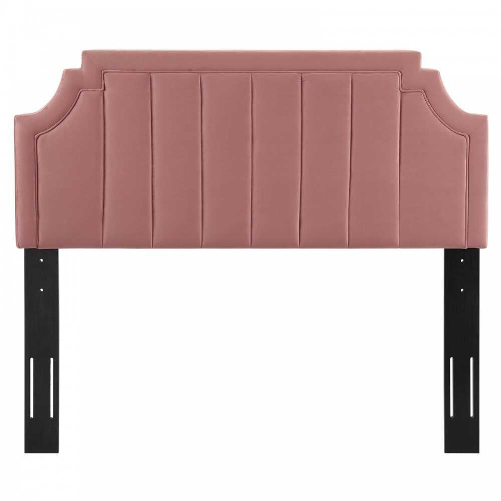 Alyona Channel Tufted Performance Velvet Full/Queen Headboard, Dusty Rose