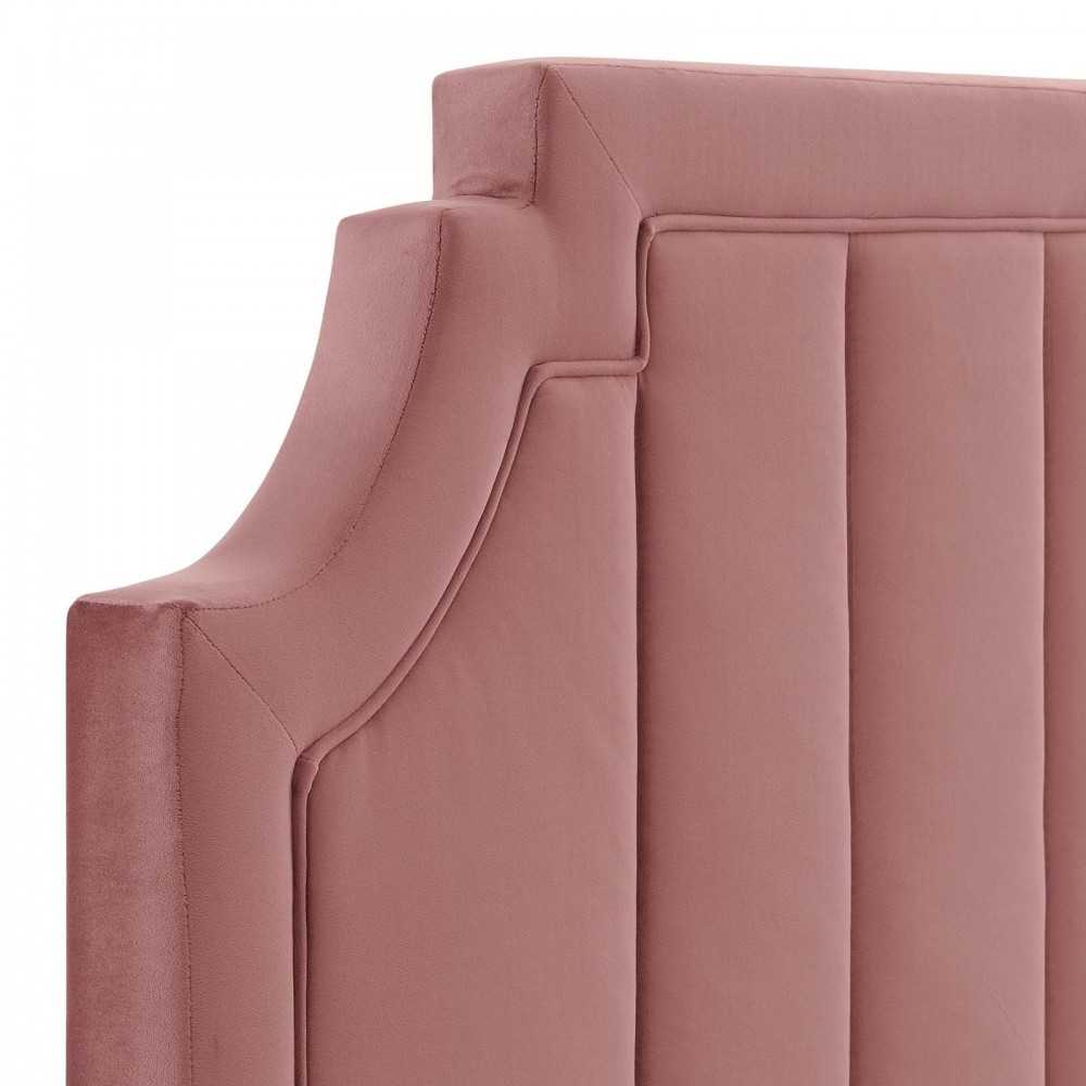 Alyona Channel Tufted Performance Velvet Full/Queen Headboard, Dusty Rose