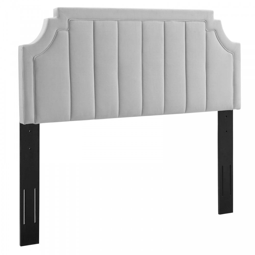 Alyona Channel Tufted Performance Velvet Full/Queen Headboard, Light Gray