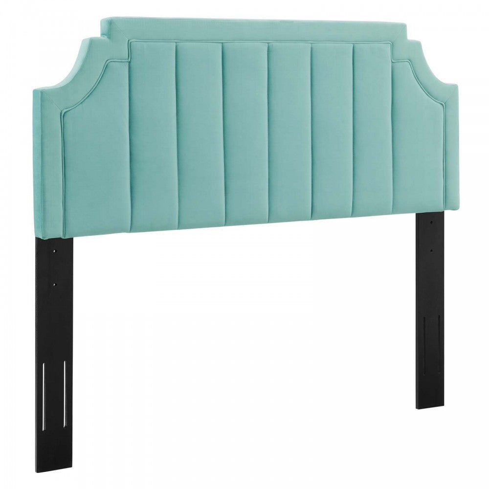 Alyona Channel Tufted Performance Velvet Full/Queen Headboard, Mint