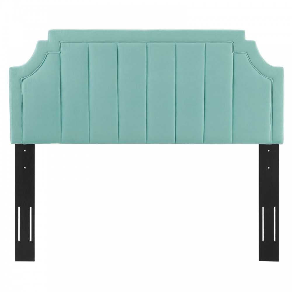 Alyona Channel Tufted Performance Velvet Full/Queen Headboard, Mint