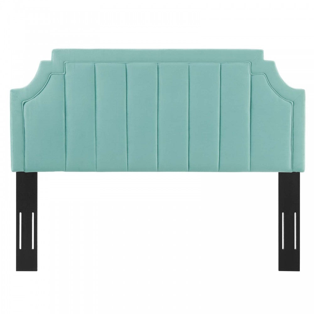 Alyona Channel Tufted Performance Velvet Full/Queen Headboard, Mint