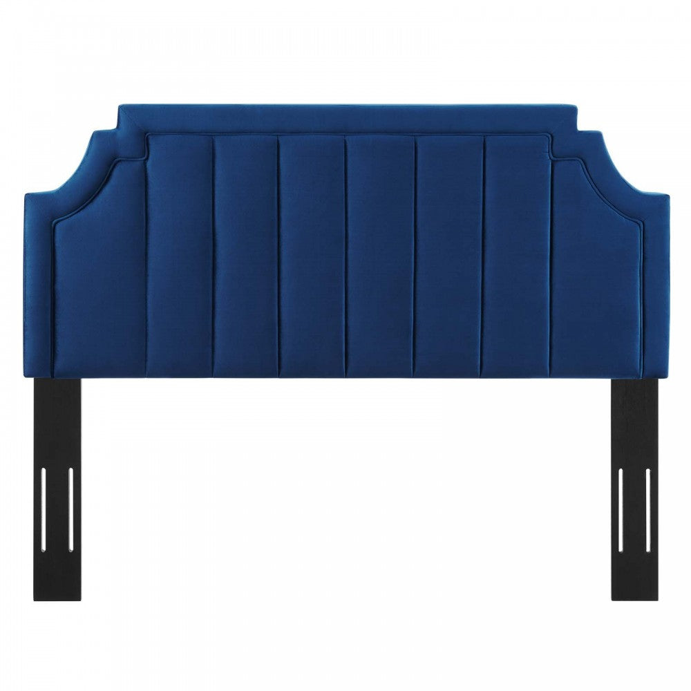 Alyona Channel Tufted Performance Velvet Full/Queen Headboard, Navy