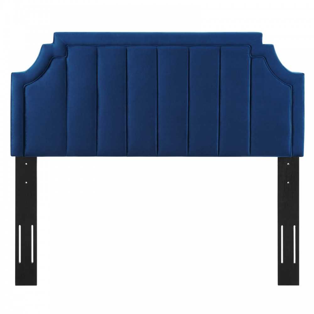 Alyona Channel Tufted Performance Velvet Full/Queen Headboard, Navy