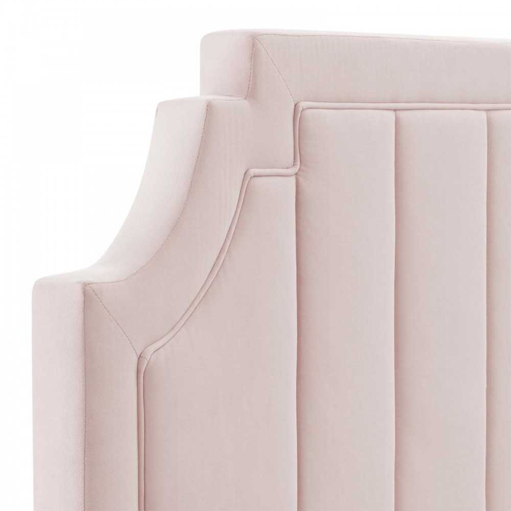 Alyona Channel Tufted Performance Velvet Full/Queen Headboard, Pink