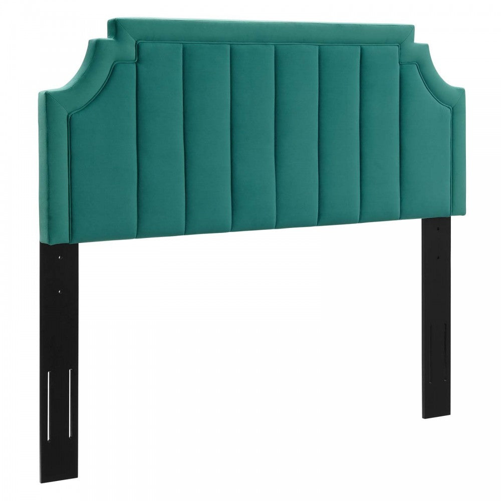 Alyona Channel Tufted Performance Velvet Full/Queen Headboard, Teal