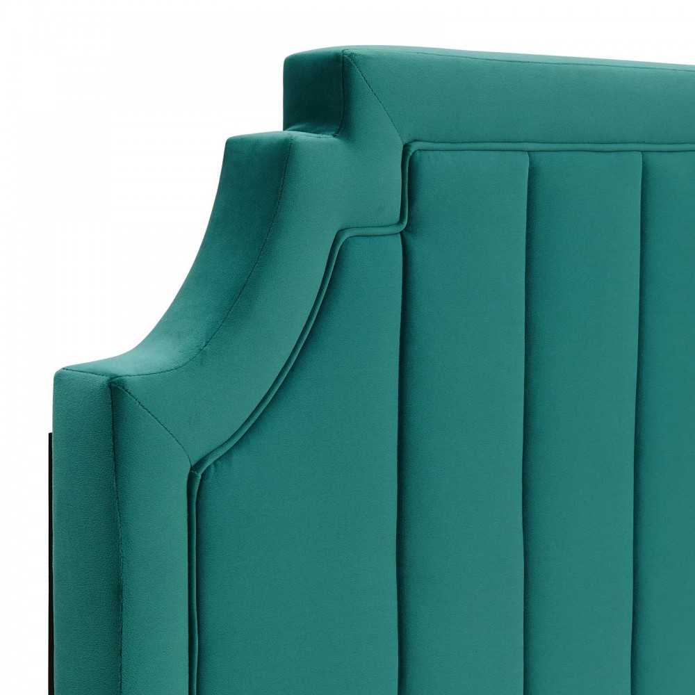 Alyona Channel Tufted Performance Velvet Full/Queen Headboard, Teal