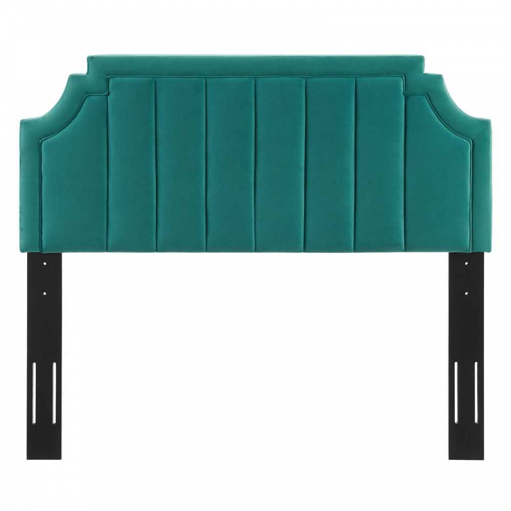 Alyona Channel Tufted Performance Velvet Full/Queen Headboard, Teal