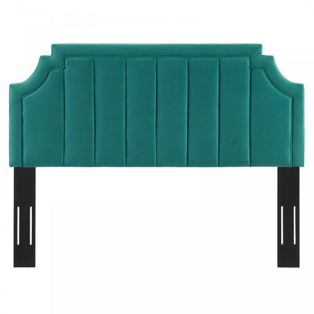 Alyona Channel Tufted Performance Velvet Full/Queen Headboard, Teal