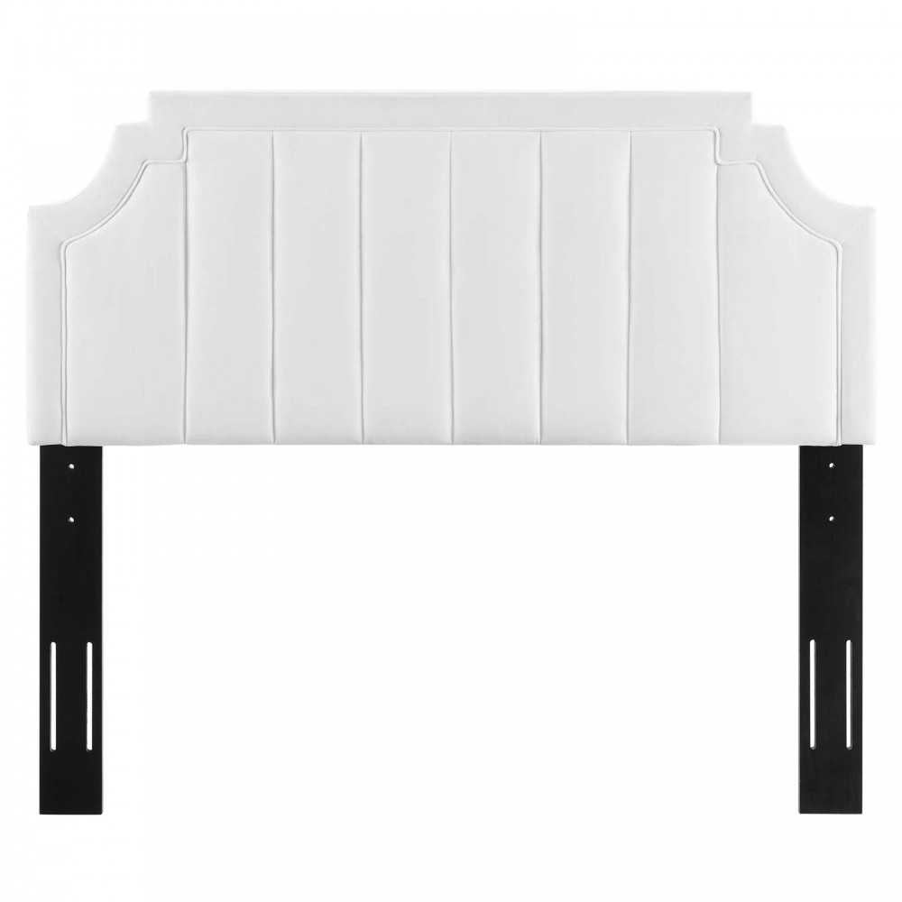 Alyona Channel Tufted Performance Velvet Full/Queen Headboard, White