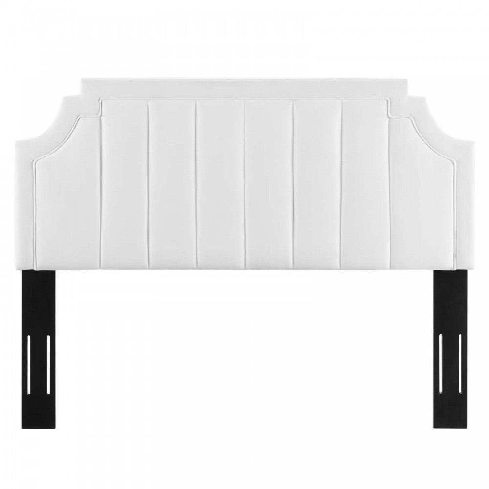 Alyona Channel Tufted Performance Velvet Full/Queen Headboard, White