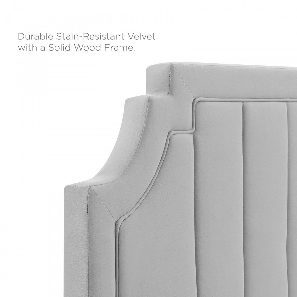 Alyona Channel Tufted Performance Velvet King/California King Headboard, Light Gray