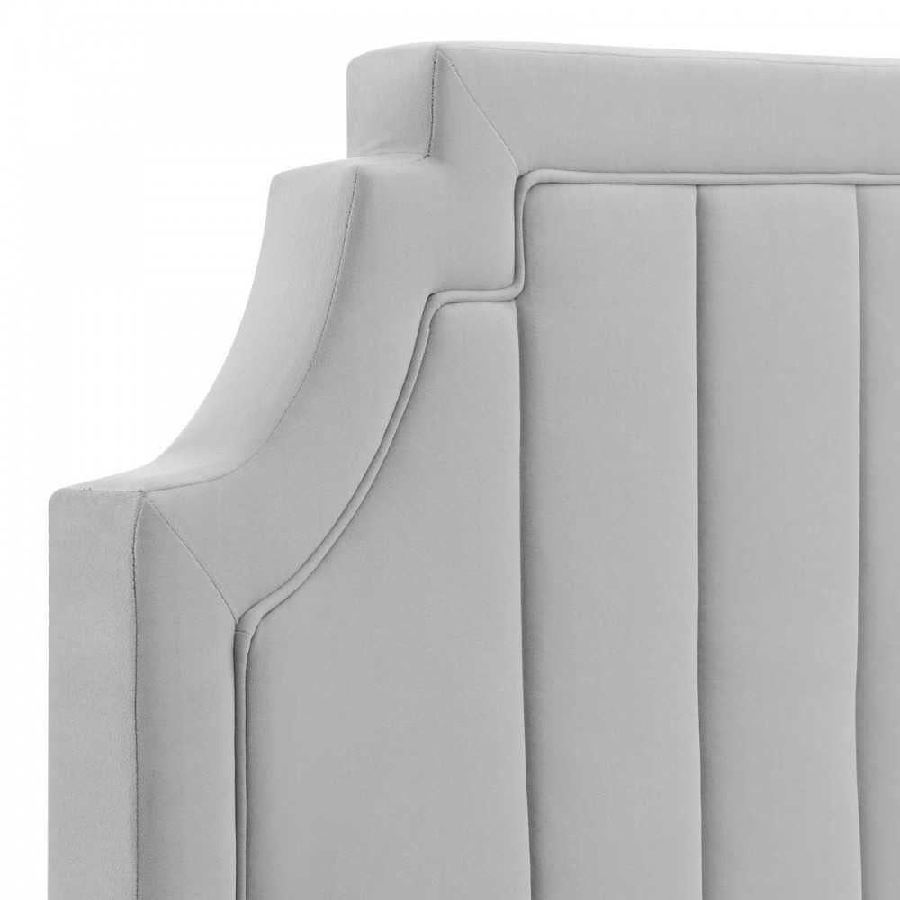 Alyona Channel Tufted Performance Velvet King/California King Headboard, Light Gray