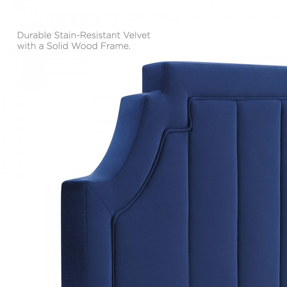 Alyona Channel Tufted Performance Velvet King/California King Headboard, Navy