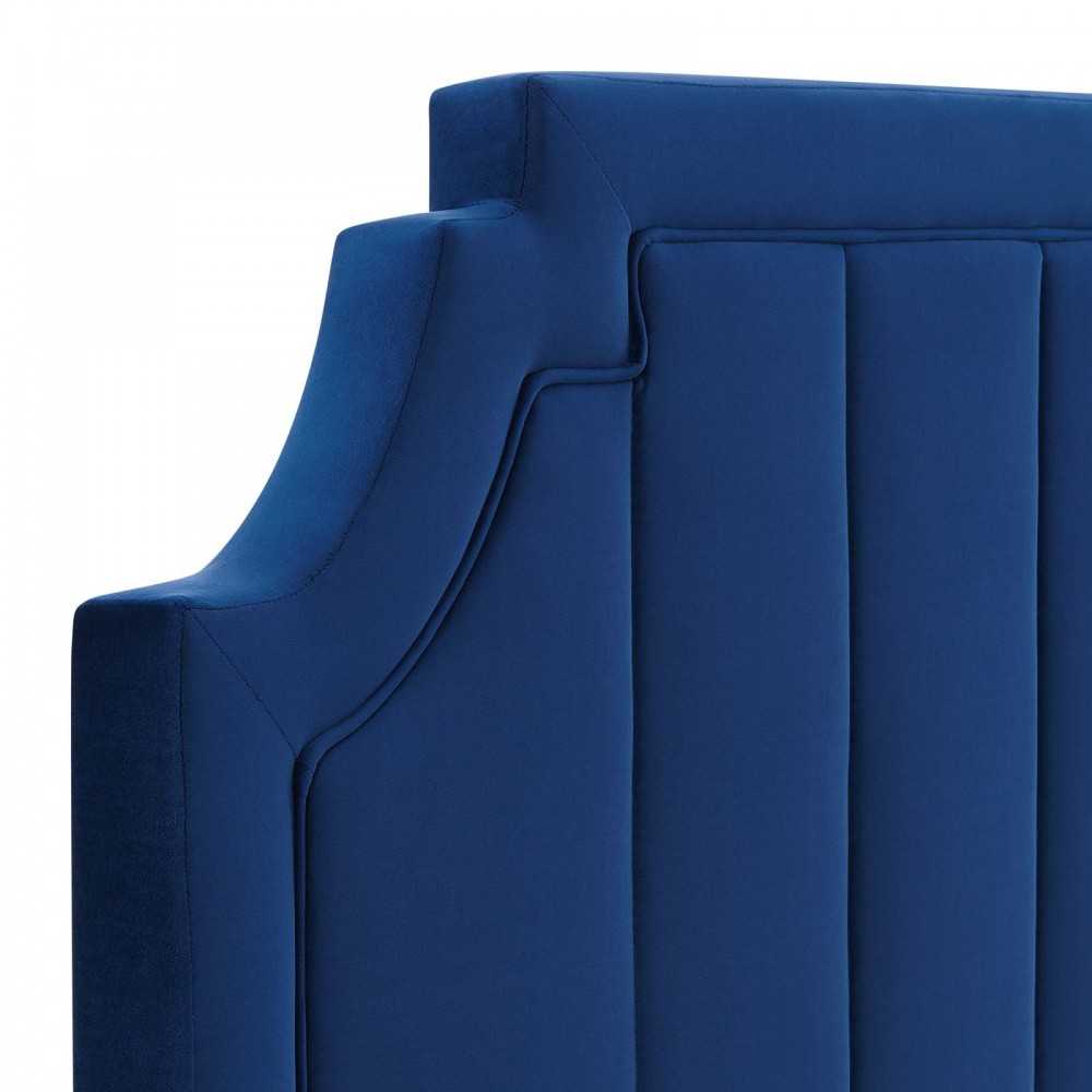 Alyona Channel Tufted Performance Velvet King/California King Headboard, Navy