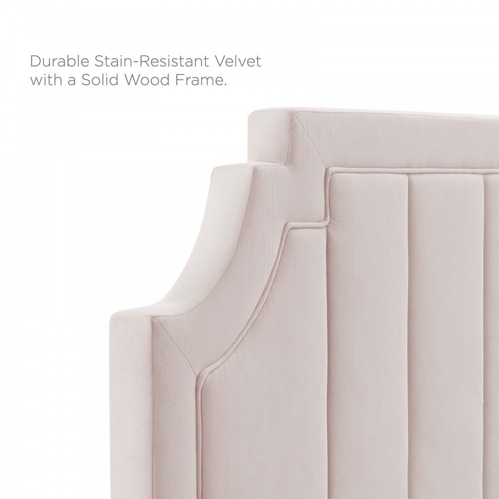 Alyona Channel Tufted Performance Velvet King/California King Headboard, Pink