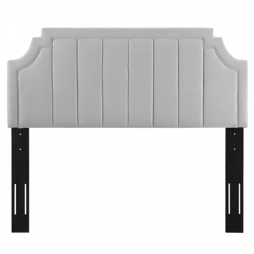 Alyona Channel Tufted Performance Velvet Twin Headboard, Light Gray