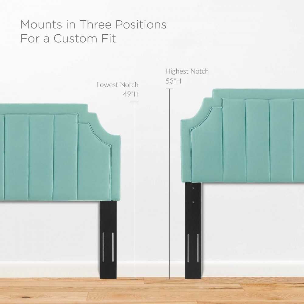 Alyona Channel Tufted Performance Velvet Twin Headboard, Mint