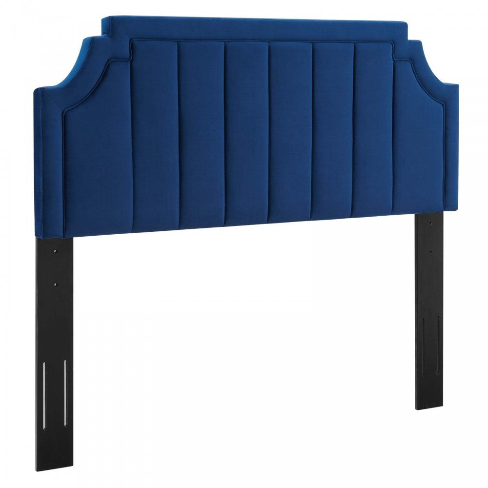 Alyona Channel Tufted Performance Velvet Twin Headboard, Navy