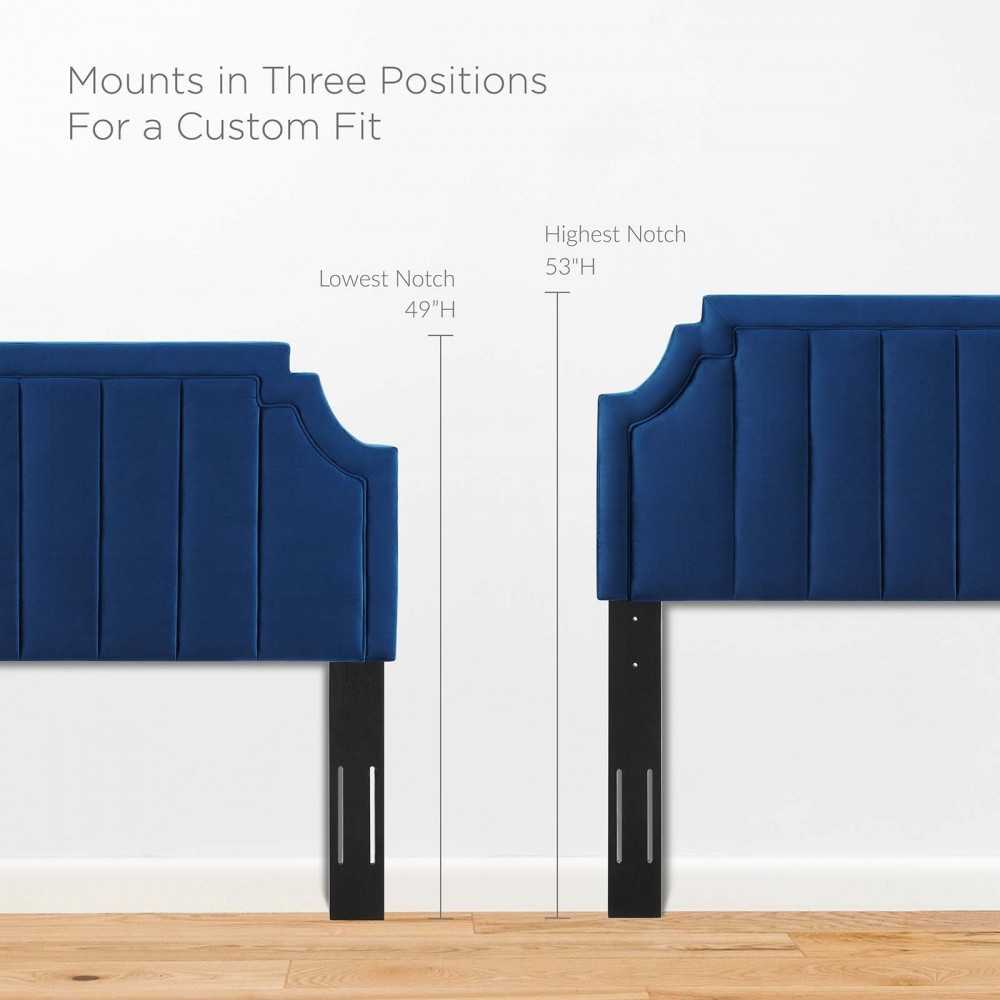 Alyona Channel Tufted Performance Velvet Twin Headboard, Navy