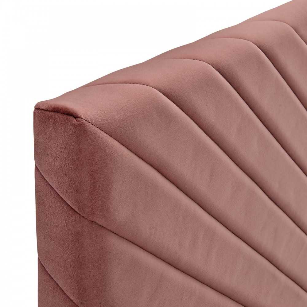 Alyson Angular Channel Tufted Performance Velvet Full / Queen Headboard, Dusty Rose