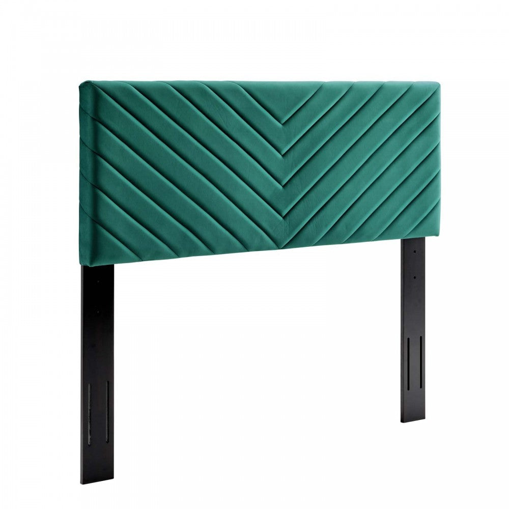 Alyson Angular Channel Tufted Performance Velvet Full / Queen Headboard, Teal