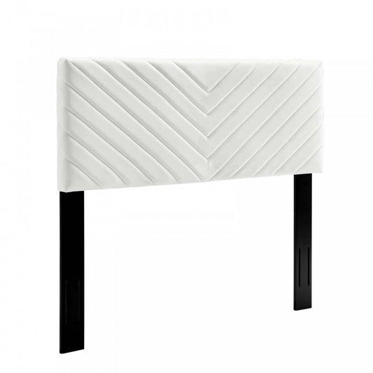 Alyson Angular Channel Tufted Performance Velvet Full / Queen Headboard, White