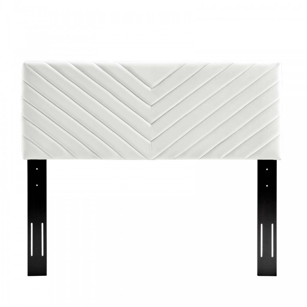 Alyson Angular Channel Tufted Performance Velvet Full / Queen Headboard, White