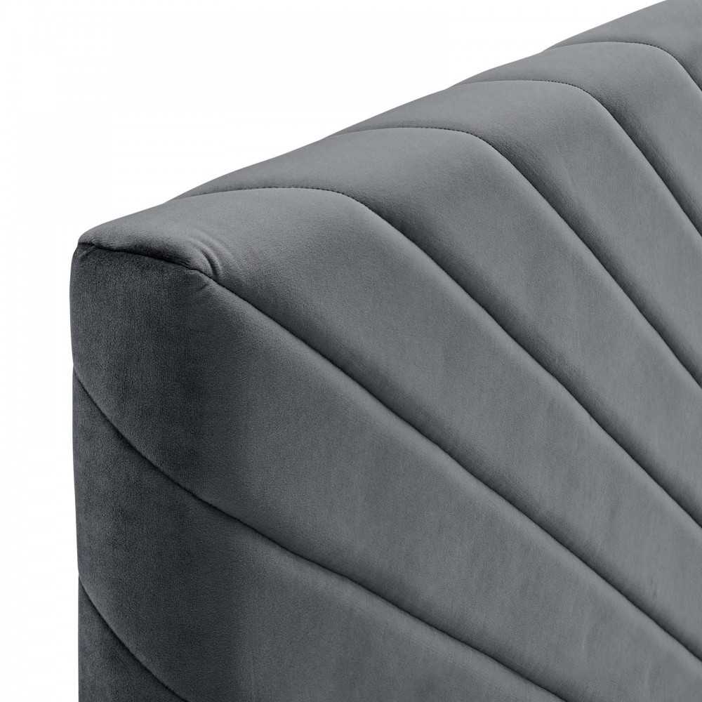 Alyson Angular Channel Tufted Performance Velvet King / California King Headboard, Charcoal